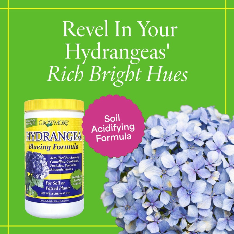Grow More Hydrangea Blueing Formula - 2lbs of USA-Made Soil Acidifier for Hydrangeas, Azaleas, Gardenias, & Many More - Contains Aluminum Sulfate That Enhances Color Change for Soil and Potted Plants - Image 2