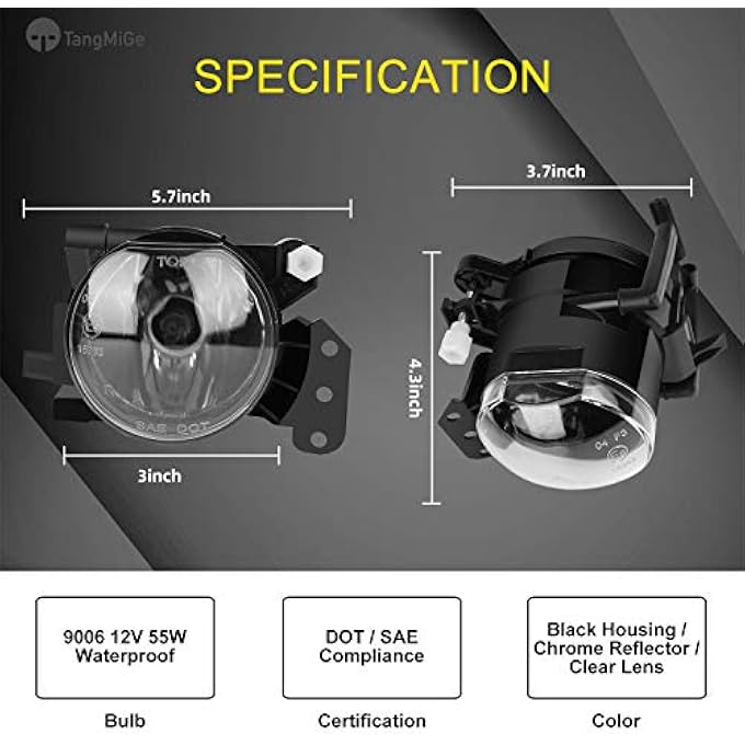 TangMiGe Fog Lights Compatible With Bmw E60 E61 525I 525Xi 530I 530Xi 545I 550I  E46 325Ci 330Ci  E90 E91 325I 325Xi 328I 328Xi 330I 330Xi 335D 335I 335Xi  E63 E64 645Ci 650I E83 X3 M3 3 5 6 Serie - Image 4