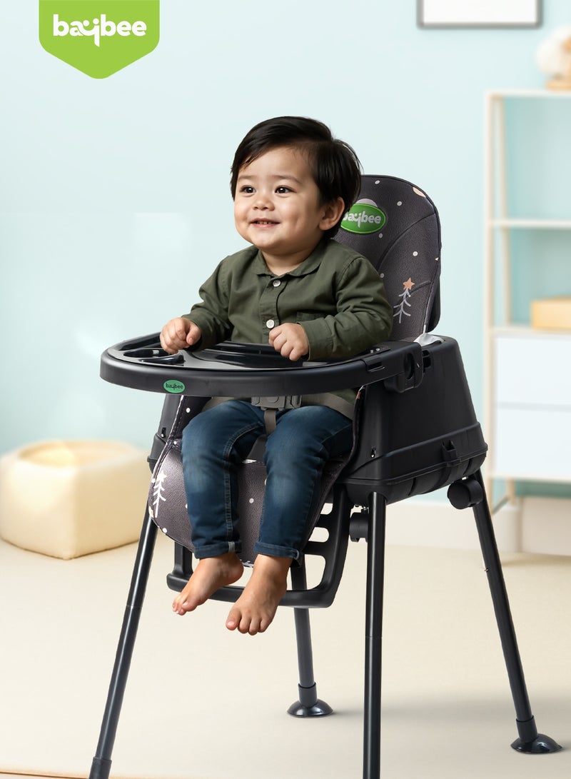 بيبي كرسي طعام مرتفع للأطفال 7 في 1 قابل للتحويل من Nuvella مع ارتفاع قابل للتعديل ومسند للقدمين وكرسي طعام للأطفال الصغار ومقعد معزز مع صينية طعام وعجلات وحزام أمان وكرسي طعام مرتفع للأطفال الصغار من عمر 6 أشهر إلى 4 سنوات باللون الأسود - Image 2