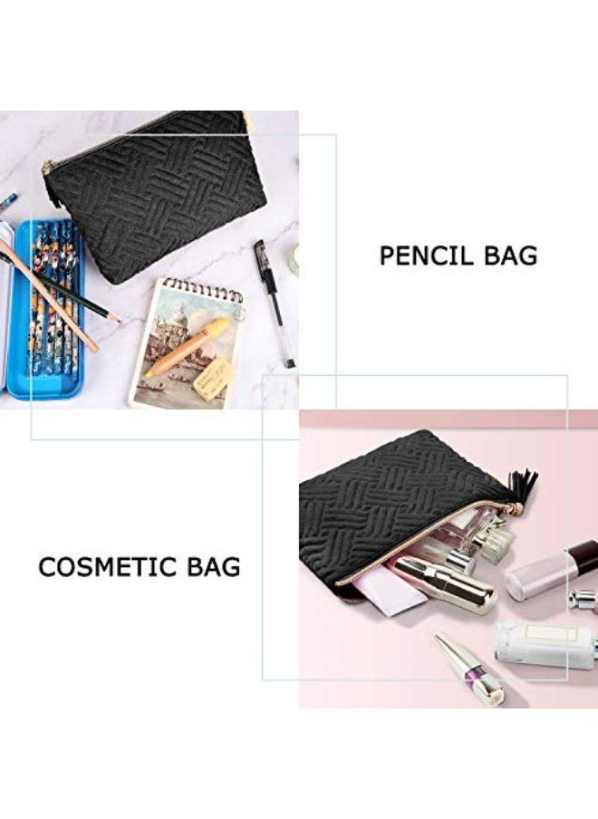 BAGSMART Smetic Bag,Bagsmart Makeup Bag,2 Pcs Cosmetic Pouch For Purse,Travel Pouch For Makeup Brushes Lipsticks Electonic Accessories, Black+Black  - Image 2