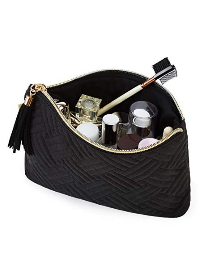 BAGSMART Smetic Bag,Bagsmart Makeup Bag,2 Pcs Cosmetic Pouch For Purse,Travel Pouch For Makeup Brushes Lipsticks Electonic Accessories, Black+Black  - Image 4