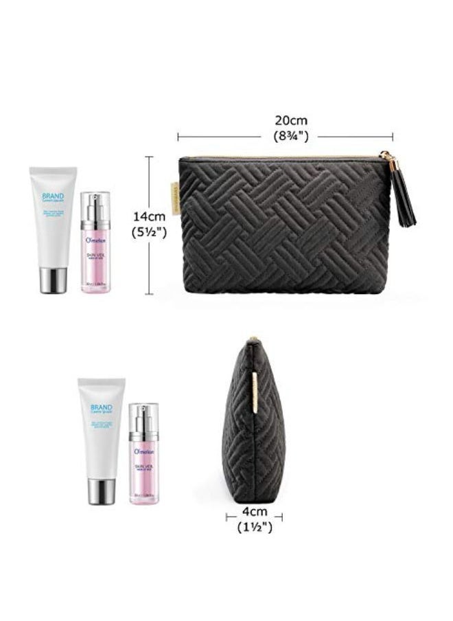 BAGSMART Smetic Bag,Bagsmart Makeup Bag,2 Pcs Cosmetic Pouch For Purse,Travel Pouch For Makeup Brushes Lipsticks Electonic Accessories, Black+Black  - Image 5