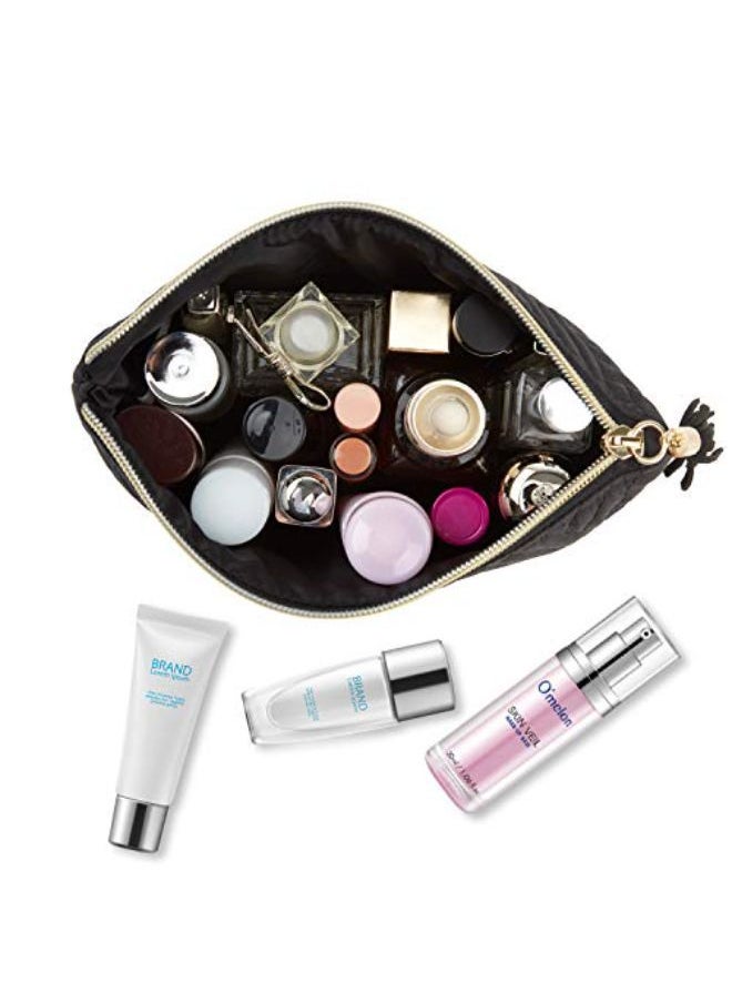 BAGSMART Smetic Bag,Bagsmart Makeup Bag,2 Pcs Cosmetic Pouch For Purse,Travel Pouch For Makeup Brushes Lipsticks Electonic Accessories, Black+Black  - Image 3
