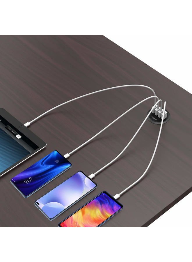 Simpeak 30W 4-Port USB Charging Station Mount with Power Cable (Match 2Pieces Desk Grommet) - Black - Image 4