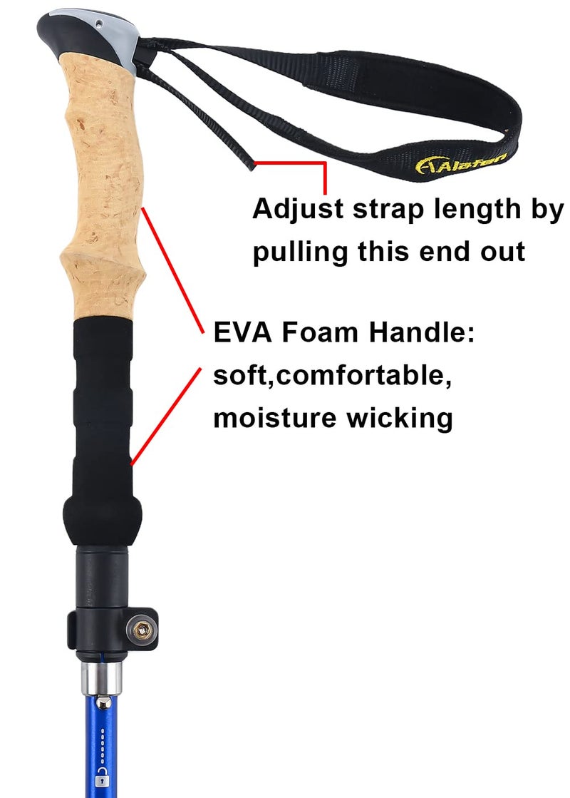A ALAFEN Lightweight Collapsible Trekking Pole - 7075 Aluminum Adjustable Walking Stick for Hiking & Travel, Foldable Quick-Lock Design, Single Pole for Adults & Seniors,Blue - Image 5