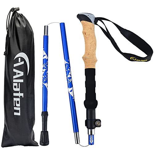 A ALAFEN Lightweight Collapsible Trekking Pole - 7075 Aluminum Adjustable Walking Stick for Hiking & Travel, Foldable Quick-Lock Design, Single Pole for Adults & Seniors,Blue - Image 2