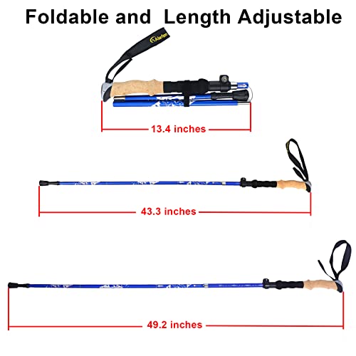 A ALAFEN Lightweight Collapsible Trekking Pole - 7075 Aluminum Adjustable Walking Stick for Hiking & Travel, Foldable Quick-Lock Design, Single Pole for Adults & Seniors,Blue - Image 3