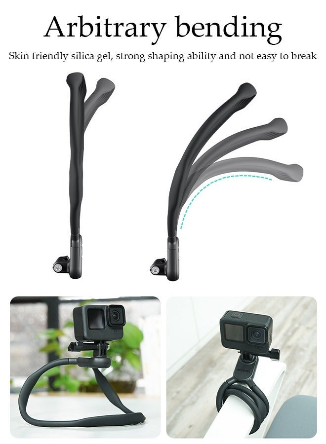 DUNISO Magnetic Neck Selfie Holder for Phone GoPro Video Vlog Necklace Collar Holder Hand Free Phone Neck Holder Chest Shoulder Body Strap Mount for Go Pro iPhone Android - Image 5