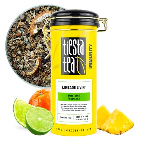 Tiesta Tea  Limeade Livin Loose Leaf Sweet Lime Herbal Tea NonCaffeinated Fruit Blend Makes Hot or Iced  Up to 50 Cups 4oz Refillable Tin - Image 1