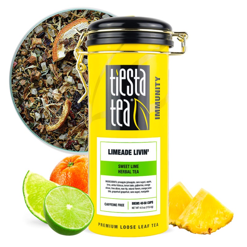Tiesta Tea  Limeade Livin Loose Leaf Sweet Lime Herbal Tea NonCaffeinated Fruit Blend Makes Hot or Iced  Up to 50 Cups 4oz Refillable Tin - Image 3
