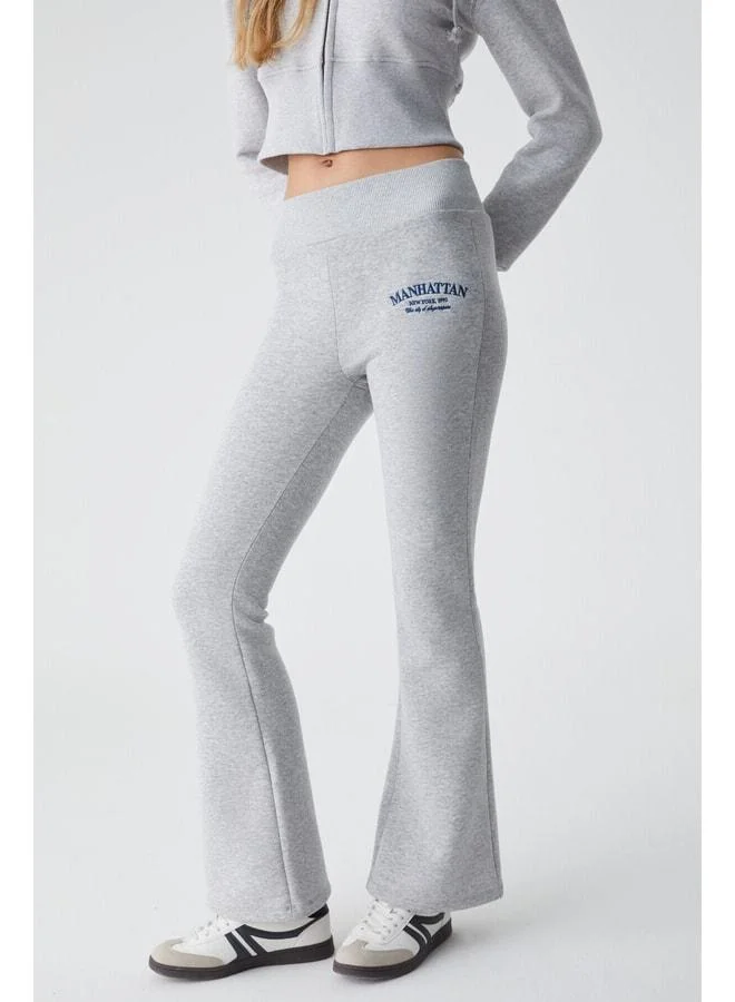 GRIMELANGE IRESSEN Women's Embroidered Design Regular Fit Grayscale Sweatpants