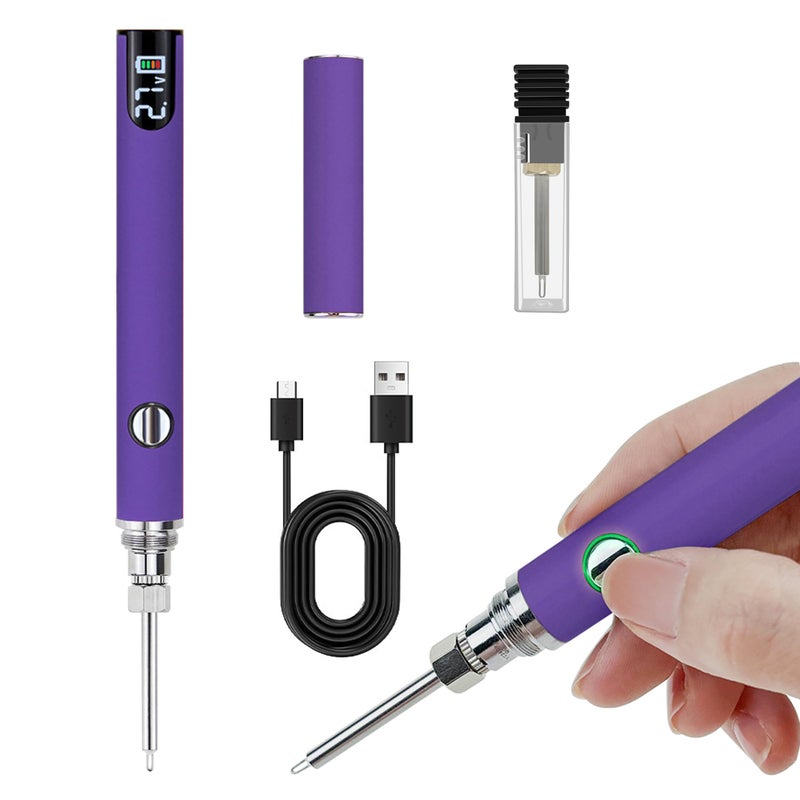 YOUNEEDFUL Rechargeable Thread Burner kit，Knitting & Beading Thread Burning Tool，For Leather Craft,Sewing,Weaving And Stringing, Beading,Wooden Board Hot Stamping,Molten Wax Carving. (Purple) - Image 1