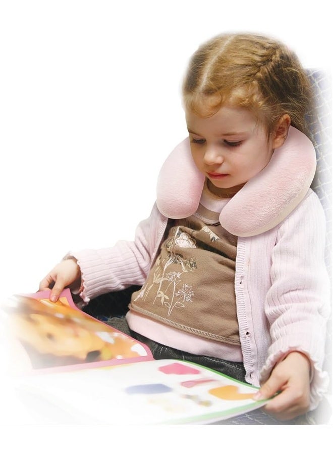 Cloudz Kids Dual Comfort Microbead Airplane Travel Neck Pillow Super Soft Cozy Plush on One Side Cool Relaxing Spandex on The Other Keep Your Kids Comfy and Supported at Home or On The Go  Pink - Image 4