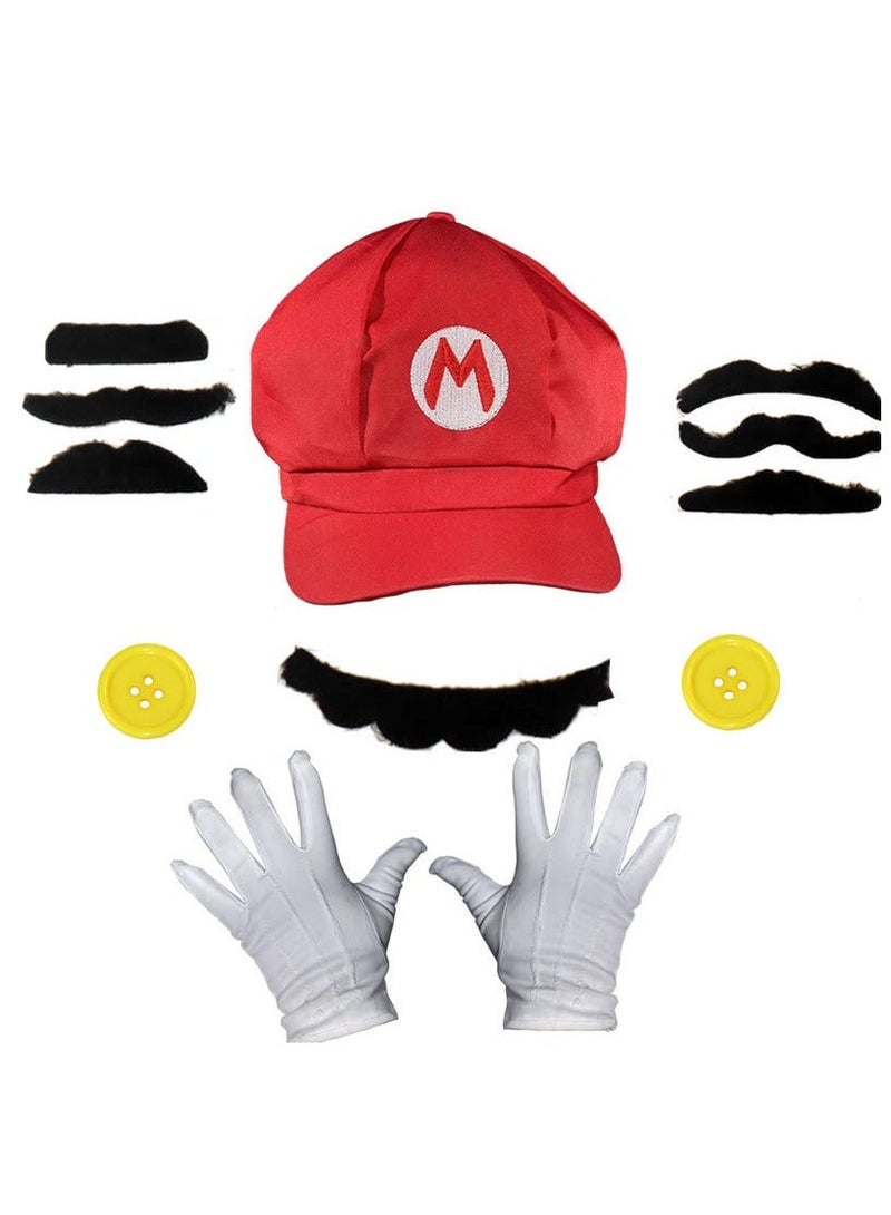 JAYATO Super Mario Hat with Beard and Gloves Cartoon Set - Image 1
