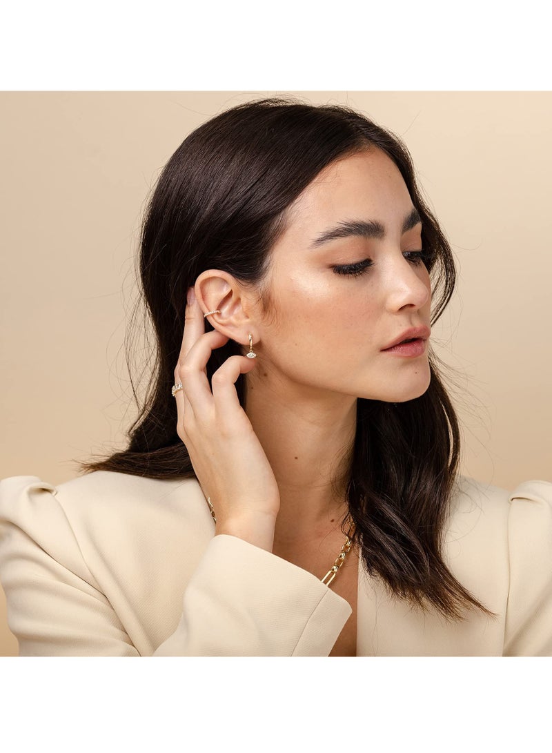 KASTWAVE Ear Pods Clip 925 Sterling Silver Cubic Zirconia Sparkling Round Huggie Ear Cuff Earrings for Women Non Pierced Ear Pods Clip on Earrings - Image 4