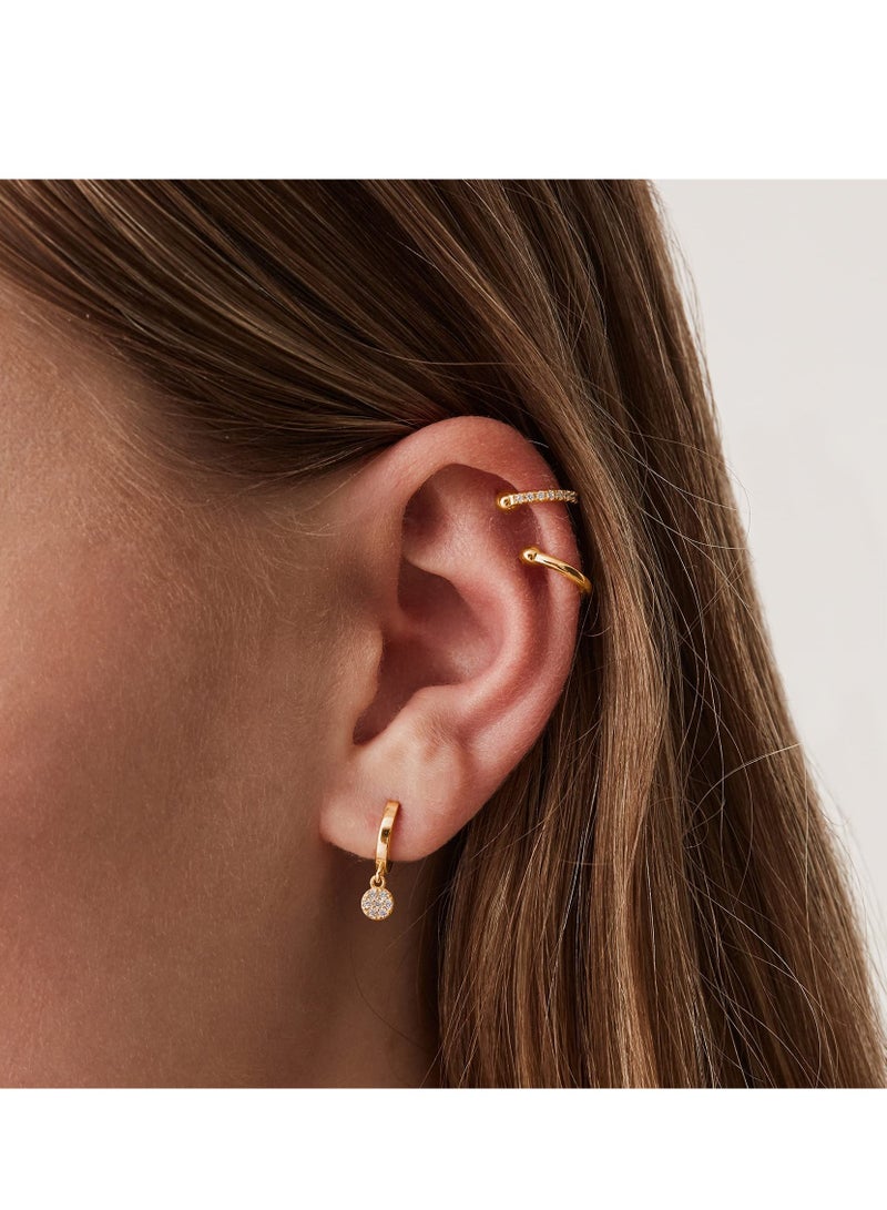 KASTWAVE Ear Pods Clip 925 Sterling Silver Cubic Zirconia Sparkling Round Huggie Ear Cuff Earrings for Women Non Pierced Ear Pods Clip on Earrings - Image 3