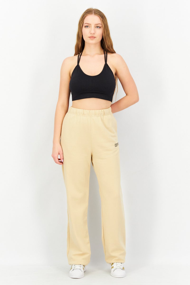 ESPRIT Women Regular Leg Embroidered Sweatpants, Khaki  - Image 3