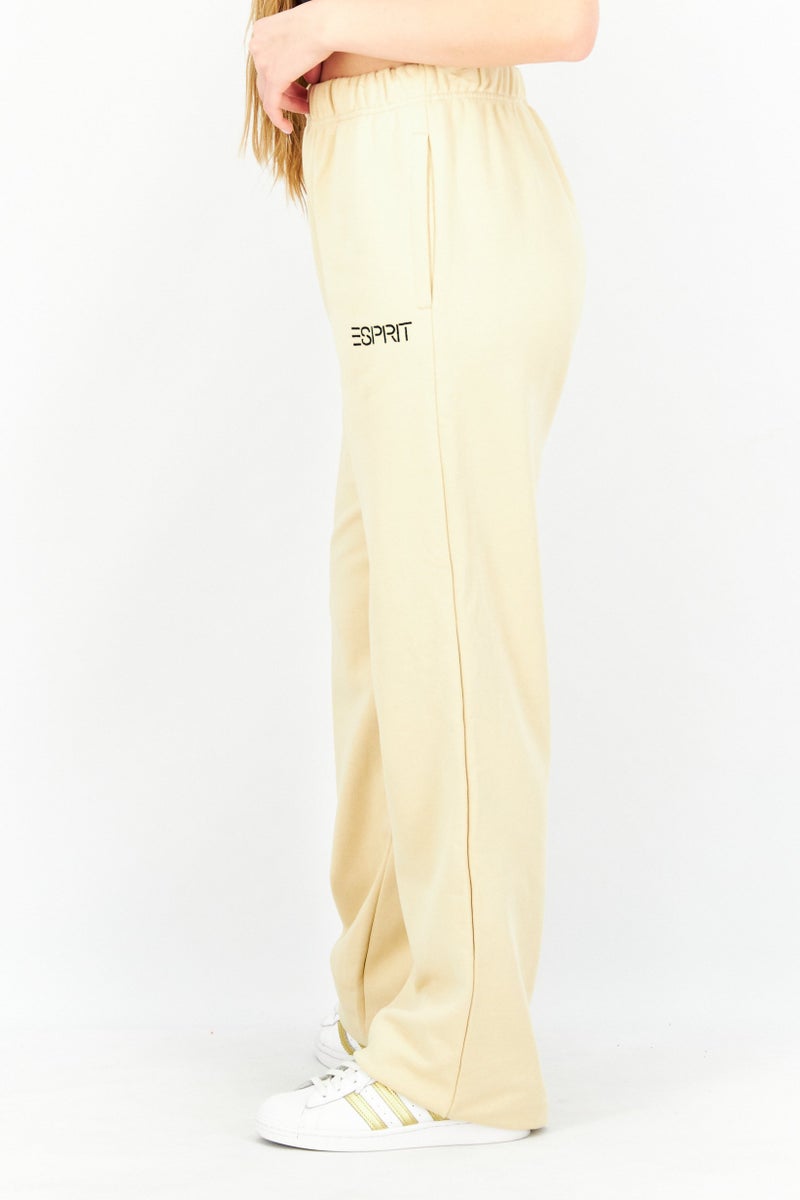 ESPRIT Women Regular Leg Embroidered Sweatpants, Khaki - Image 4