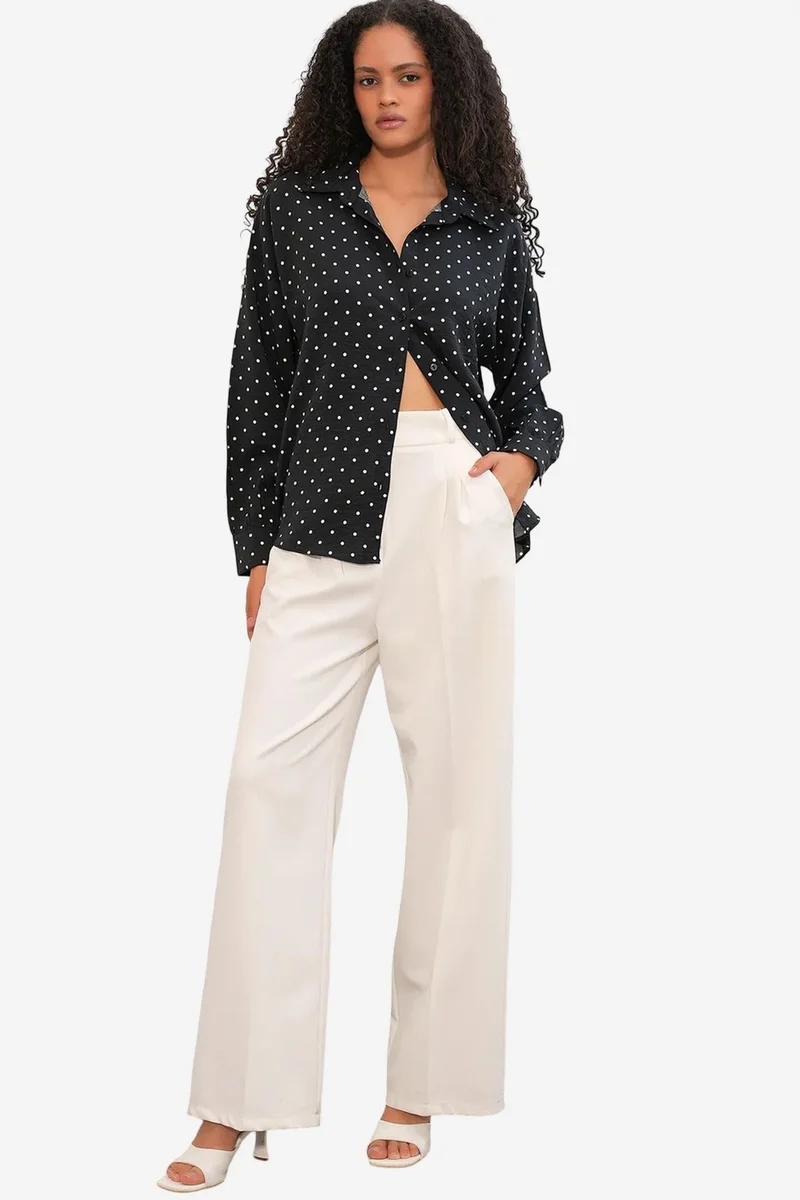 Big Dart Black BDART Oversized Polka Dot Crepe Shirt for Women | Best Price UAE
