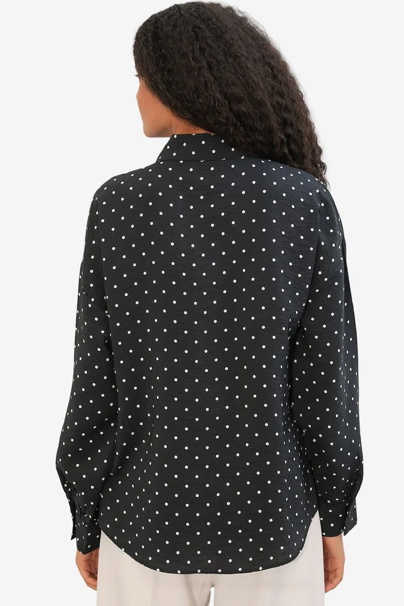 Big Dart Black BDART Oversized Polka Dot Crepe Shirt for Women | Best Price UAE