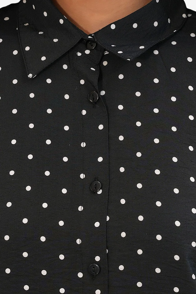 Big Dart Black BDART Oversized Polka Dot Crepe Shirt for Women | Best Price UAE