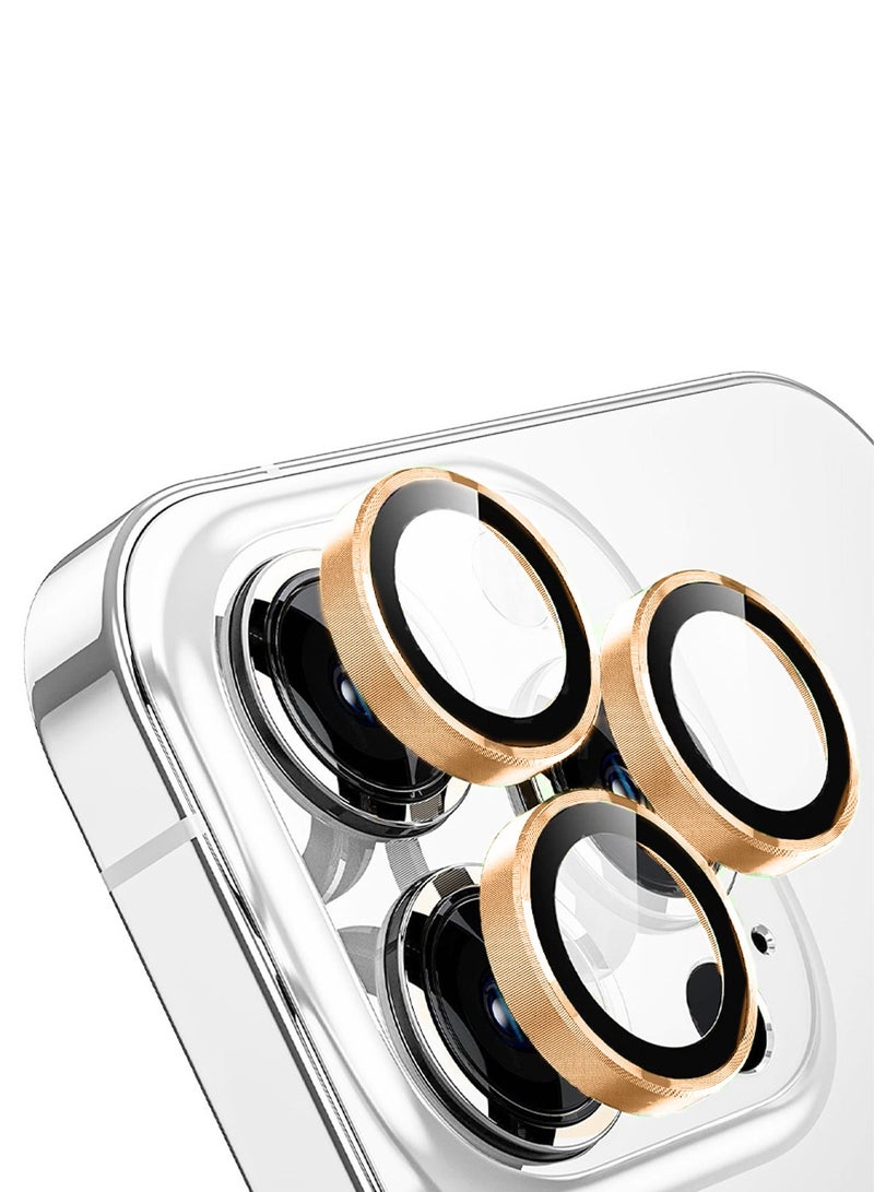 CHAPPELINE Apple iPhone 16 Pro / iPhone 16 Pro Max 2024 CHAPPELINE Premium Alloy Ring Camera Lens Tempered Glass Protector Shield (MLHICR) - Clear/Gold - Image 5