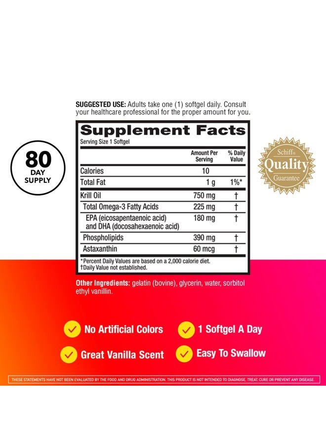 Megared 750mg Omega-3 Krill Oil Supplement, Ultra Strength Softgels (80 Count in a Box), Has No Fishy Aftertaste and Has EPA & DHA Plus Antioxidant Astaxanthin - Image 4
