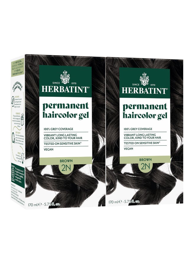 Herbatint Permanent Hair Dye 2N Brown For Up To 100 Gray Coverage of Resistant Gray Hair AmmoniaFree AlcoholFree Vegan Salon Influenced Hair color 575 fl oz 2 Pack - Image 3