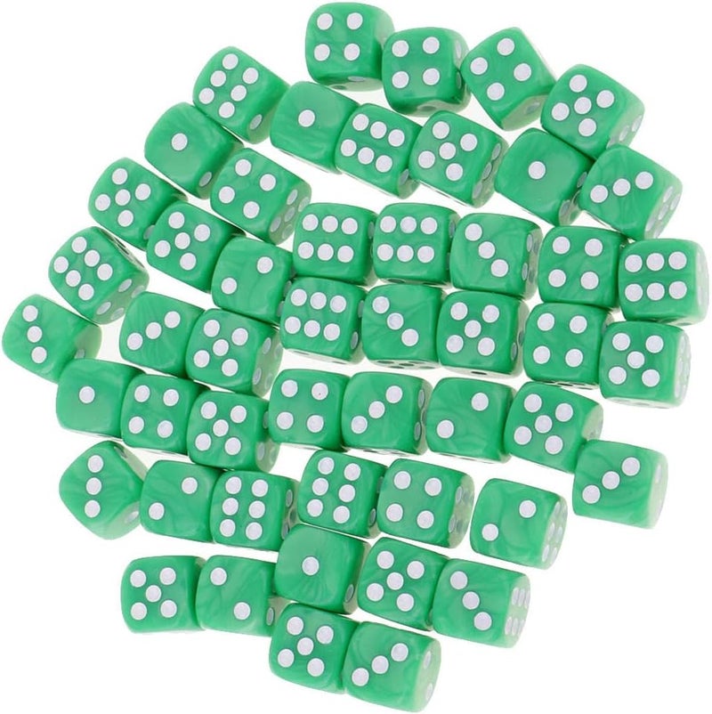 klarako Set of 50 Transparent D6 Six sided Dice  Green - Image 3
