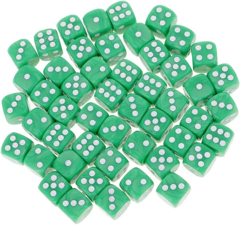 klarako Set of 50 Transparent D6 Six sided Dice  Green - Image 1