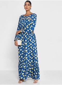 KASHKHA Striped Floral Printed Jalabiya  - Image 4