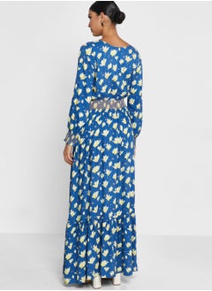 KASHKHA Striped Floral Printed Jalabiya  - Image 2