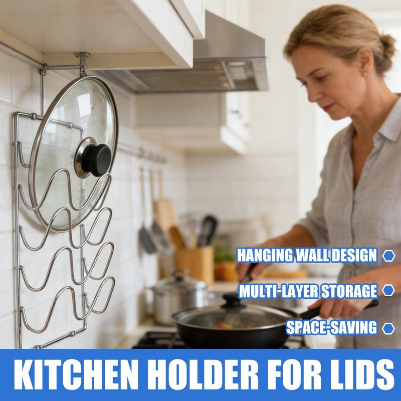 Wall-mounted pot lid rack, kitchen storage rack, large cutting board holder, multi-layer cutting board rack for home use. - Image 5