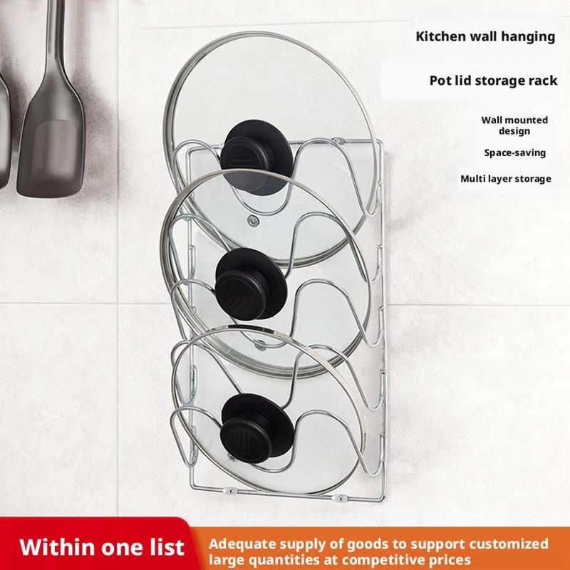 Wall-mounted pot lid rack, kitchen storage rack, large cutting board holder, multi-layer cutting board rack for home use. - Image 2