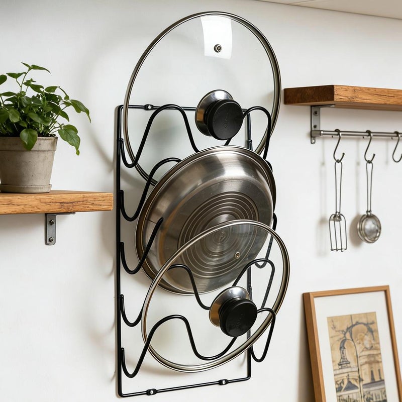 Wall-mounted pot lid rack, kitchen storage rack, large cutting board holder, multi-layer cutting board rack for home use. - Image 3