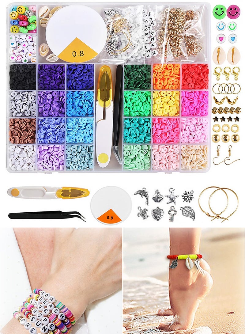 SYOSI 4848 Pcs Clay Beads Bracelet Making Kit, Jewelry Supplies Small Cheap Craft Set Bracelets Necklace Ring Alphabet Seed Pendants DIY Art - Image 1