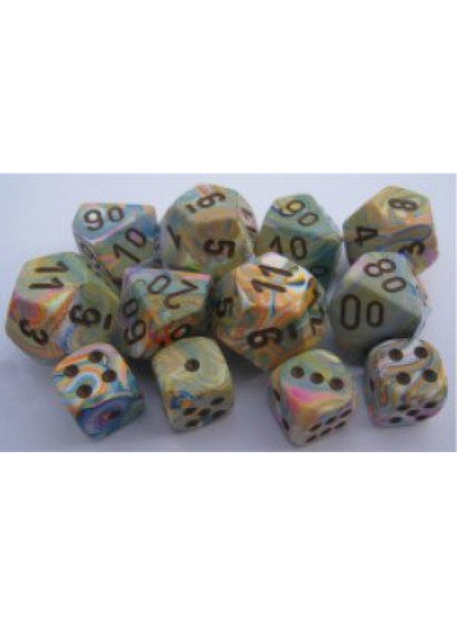 Chessex Chessex Dice D6 Sets: Festive Vibrant Swirl with Brown Pips - 16Mm Six Sided Die (12) Block of Dice  - Image 2