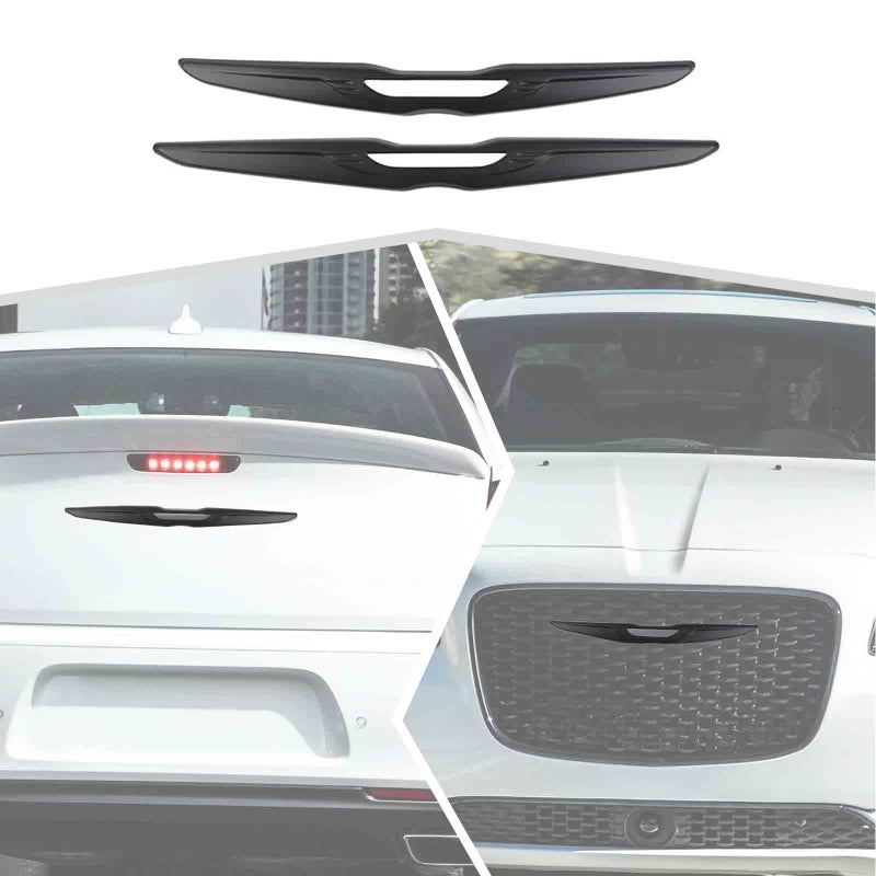 Front Bumper Grille Emblem Cover Rear Emblem Badge Cover Trim Kit Exterior Accessories Compatible with Chrysler 300 300C 20152023Matte Black