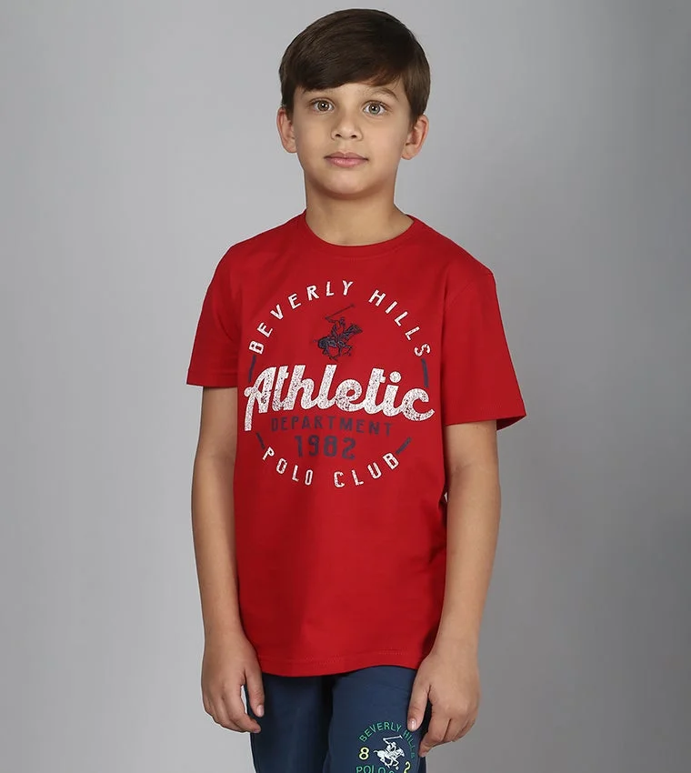 Beverly Hills Polo Club Typographic Print T-shirt with Crew Neck