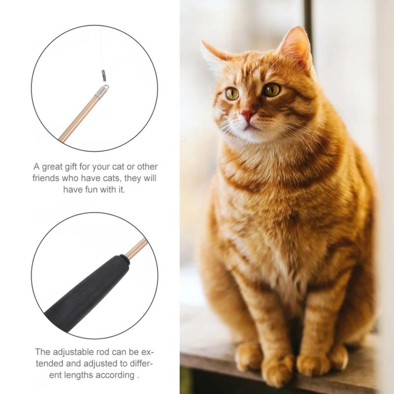 Sunkizzrs ® Cat Toys - Interactive Toy Set with Retractable Teaser Wands and Feather Toys - Activity Toys to Exercise Cats and Kittens (1 Retractable Stick + 2 Feather Balls) - Image 3