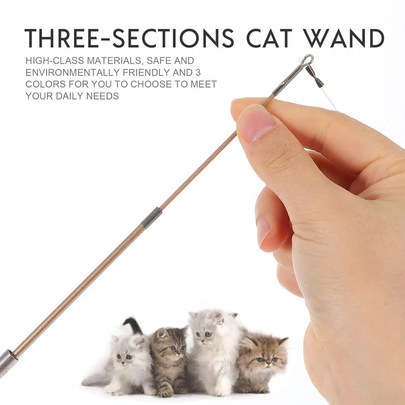 Sunkizzrs ® Cat Toys - Interactive Toy Set with Retractable Teaser Wands and Feather Toys - Activity Toys to Exercise Cats and Kittens (1 Retractable Stick + 2 Feather Balls) - Image 4