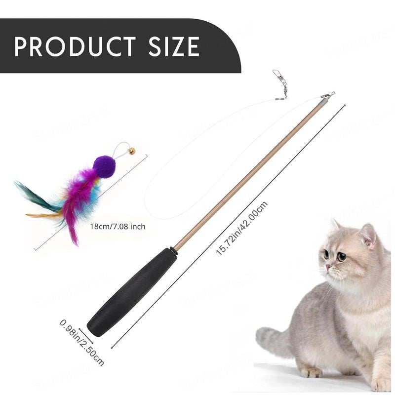 Sunkizzrs ® Cat Toys - Interactive Toy Set with Retractable Teaser Wands and Feather Toys - Activity Toys to Exercise Cats and Kittens (1 Retractable Stick + 2 Feather Balls) - Image 2
