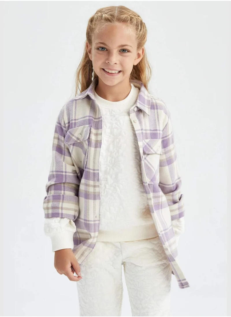 DeFacto Girl Shacket Woven Long Sleeve Shirt