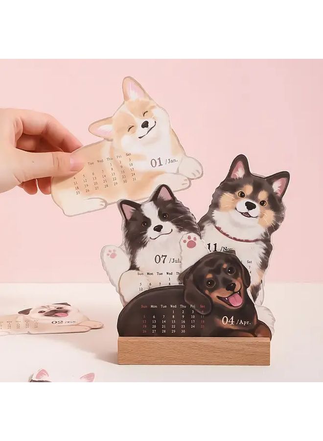 2026 Cat 3D Desktop Calendar Wooden Base Monthly Planner Office Home Kitten Art Desk Decor - Image 2