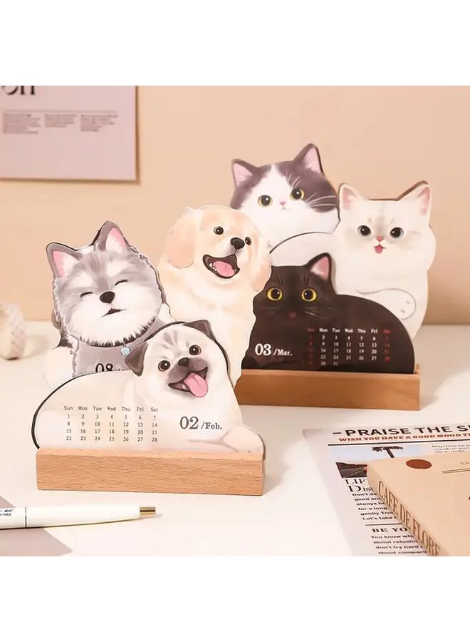 2026 Cat 3D Desktop Calendar Wooden Base Monthly Planner Office Home Kitten Art Desk Decor - Image 5