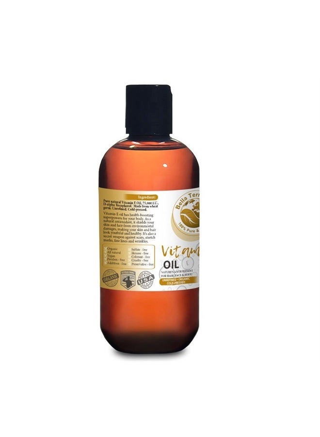 Bella Terra Oils Organic Vitamin E Oil 8 oz - Introducing the Potency of Natural Organic Vitamin E, Extracted from Organic Wheat Germ, A Beacon for Face Oils & Serums - Image 2