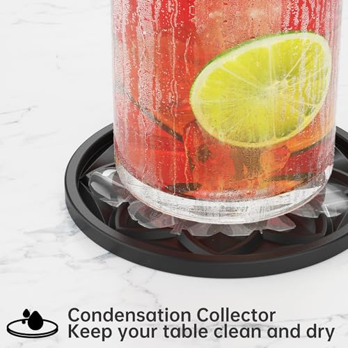 HFHOME Coasters for Drinks 4 Pcs Silicone Coasters Set, Drink Coaster for Coffee Table, Table Cup Mat Desk Coaster for Drinks, Bar Coasters for Home Decor Tabletop Protection Gift - Black - Image 4