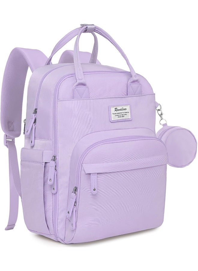 RUVALINO Diaper Bag Backpack, Multifunction Travel Pack Maternity Baby Changing Bags, Large Capacity, Waterproof, Taro Purple - Image 1