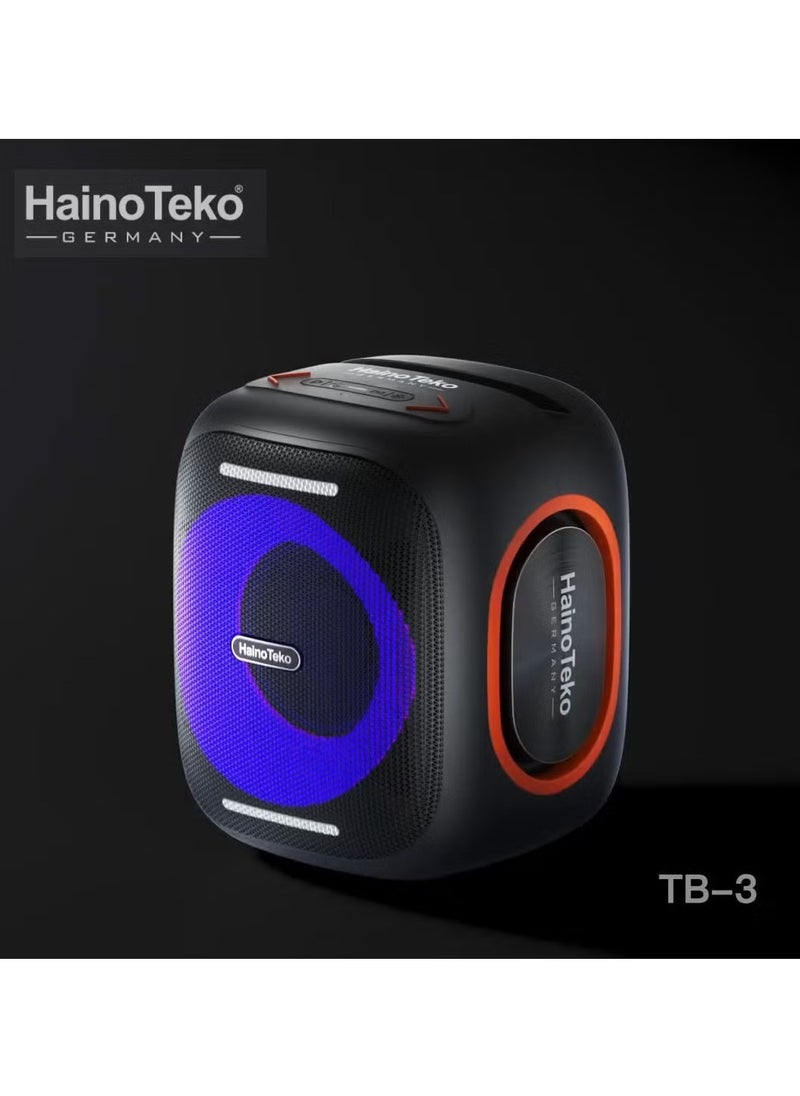 Haino Teko - TB-3 Mini Wireless Portable Speaker with RGB Lighting, 10W Output Power, Multi-Functional Button Control, Black – Compact & Powerful Sound - Image 1