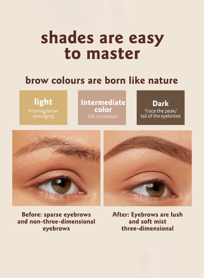 OCHEAL Eyebrow Powder Makeup Kit-3 Colors Eye Brow Powder Tinted Palette Professional Eye Makeup Eyebrow Filler - Image 3